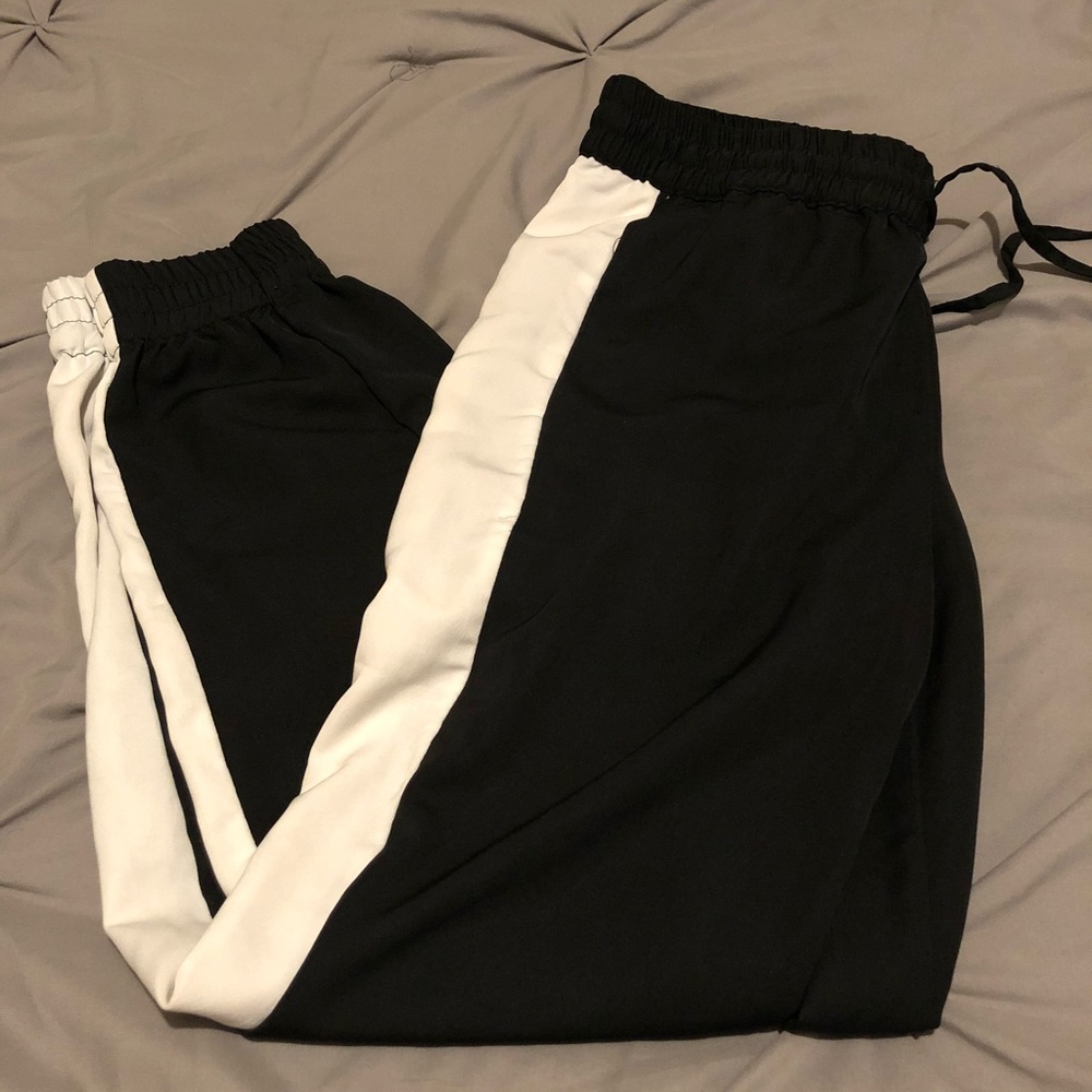 Black and white track pants